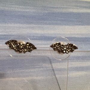 NWOT Silver Bat Wing Crystal Stud Earrings